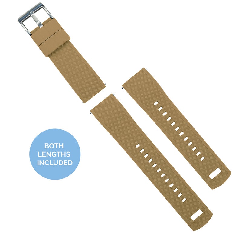 BARTON WATCH BANDS Quick Release Elite Silicone Watch Bands, Khaki Tan Top/Black Bottom, 22mm - Image 3
